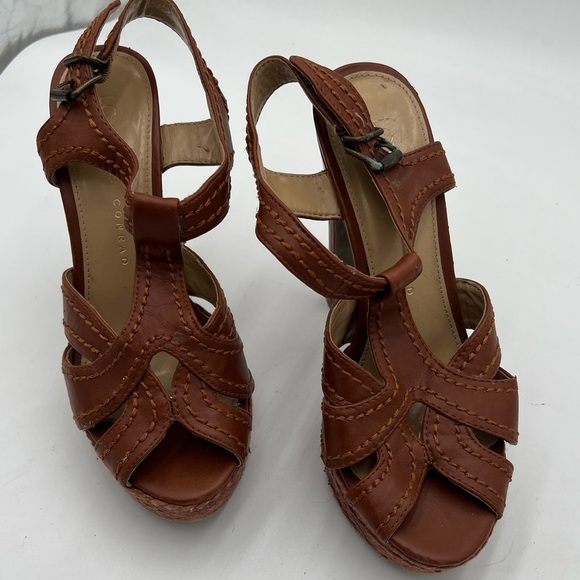 LC Lauren Conrad Brown Strappy Open-Toe Heeled Sandals –see measurement - Picture 4 of 9